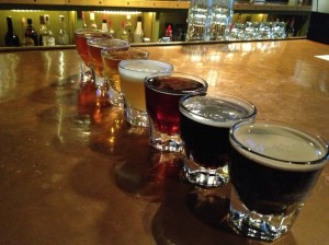 A flight of beers at the South Street Brewery
